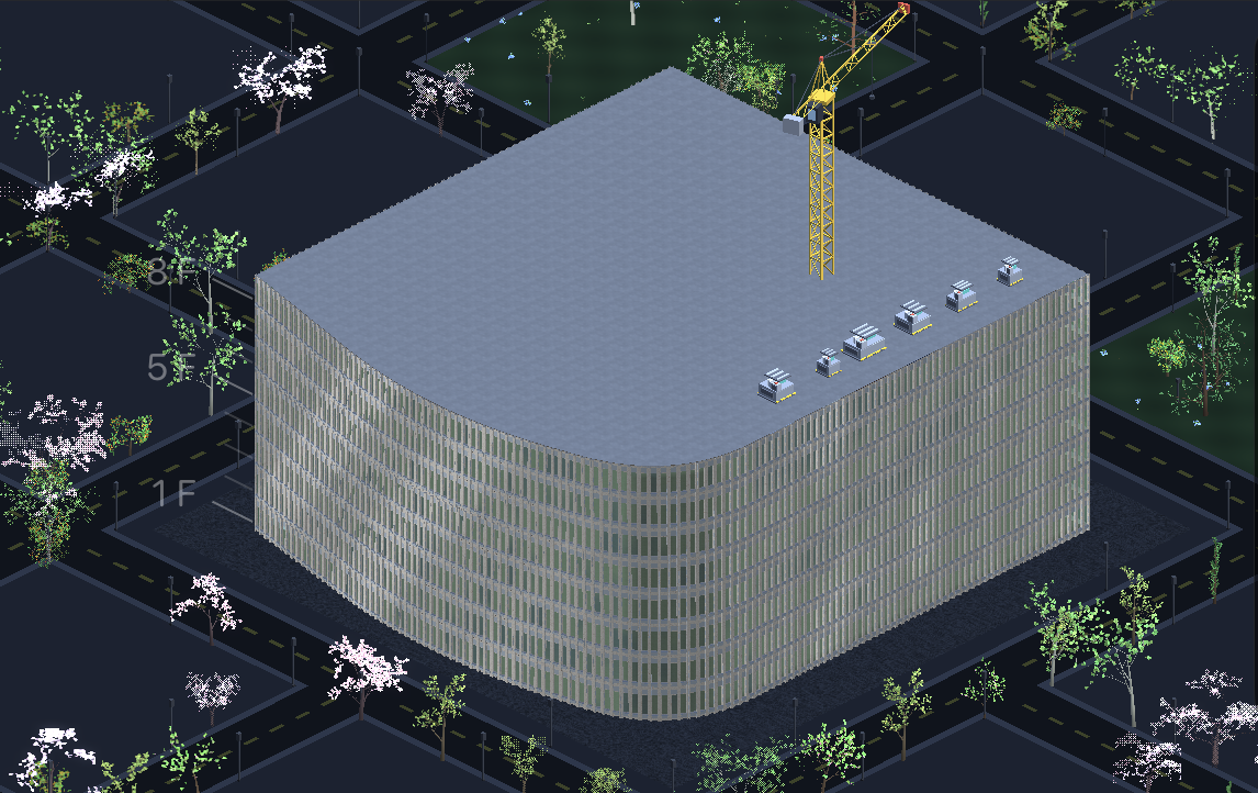 The finished tower with rounded corners