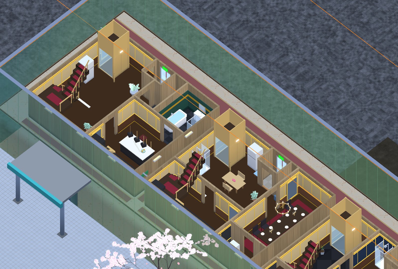 Two duplex maisonette apartments, each with a grand staircase and a private glass elevator